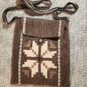 Peruvian Alpaca Wool Handmade Crossbody Bag, Vintage, Earthtones